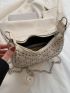 Studded Decor Hobo Bag Chain Fashion