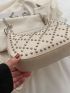 Studded Decor Hobo Bag Chain Fashion