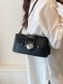 Metal decor Shoulder Bag Black Square Bag