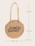 Letter Pattern Straw Bag for Vacation