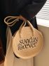 Letter Pattern Straw Bag for Vacation