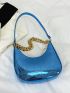 Metallic Pattern Chain decor Shoulder Bag Crocodile Embossed Hobo Bag