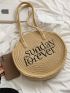 Letter Pattern Straw Bag for Vacation