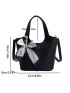 Twilly Scarf Decor Satchel Bag Plain Bucket Bag With Inner Pouch