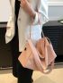 Metal Decor Hobo Bag Pink Shoulder Bag