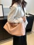 Metal Decor Hobo Bag Pink Shoulder Bag