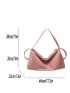 Metal Decor Hobo Bag Pink Shoulder Bag