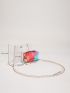 Clear Square Bag Snap Button Crossbody Bag With Colorblock Print Inner Pouch