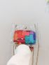 Clear Square Bag Snap Button Crossbody Bag With Colorblock Print Inner Pouch