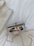 Clear Square Bag Snap Button Crossbody Bag With Cow Print Inner Pouch