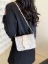 Plaid Pattern Square Bag White Flap Crossbody Square Bag