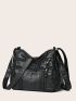 Zipper Front Crossbody Black Hobo Bag