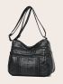 Zipper Front Crossbody Black Hobo Bag