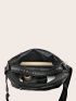 Zipper Front Crossbody Black Hobo Bag