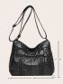 Zipper Front Crossbody Black Hobo Bag