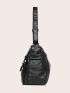 Zipper Front Crossbody Black Hobo Bag