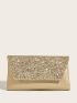 Rhinestone Decor Clutch Flap Chain Square Bag