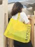 Neon Yellow Letter Print Beach Bag