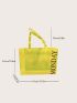 Neon Yellow Letter Print Beach Bag