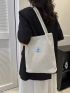 Double Handle Tote Bag Letter Decor Shopper Bag