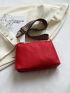 Neon Red Crossbody Tassel Decor Square Bag