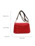 Neon Red Crossbody Tassel Decor Square Bag