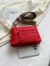 Neon Red Crossbody Tassel Decor Square Bag