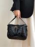 Crocodile Embossed Shoulder Bag Buckle Decor Hobo Bag