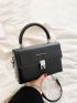 Mini Square Bag Fashionable Letter Decor Chain Top-Handle Buckle PU For Daily
