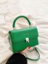 Mini Letter Detail Flap Square Bag Top Handle Green