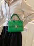 Mini Letter Detail Flap Square Bag Top Handle Green