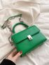 Mini Letter Detail Flap Square Bag Top Handle Green