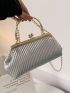 Geometric Embossed Kiss Lock Chain Square Bag