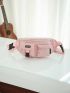 Letter Patch Decor Fanny Pack Pocket Front Pink