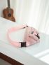 Letter Patch Decor Fanny Pack Pocket Front Pink