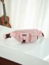 Letter Patch Decor Fanny Pack Pocket Front Pink