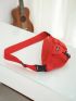 Letter Patch Decor Fanny Pack Pocket Front Neon Red Funky