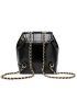 Mini Twist Lock Drawstring Design Fashion Backpack Chain Decor Flap Backpack