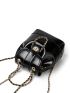 Mini Twist Lock Drawstring Design Fashion Backpack Chain Decor Flap Backpack