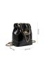 Mini Twist Lock Drawstring Design Fashion Backpack Chain Decor Flap Backpack