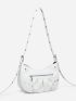 Studded Decor Shoulder Bag Ruched Design Hobo Bag