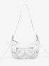 Studded Decor Shoulder Bag Ruched Design Hobo Bag