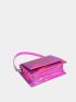 Mini Neon Purple Satchel Flap Square Bag