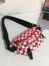 Checkered Pattern Letter Patch Decor Waist Bag