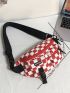 Checkered Pattern Letter Patch Decor Waist Bag