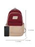 Letter Graphic Classic Backpack Nylon Colorblock For School