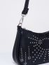 Studded Decor Baguette Bag