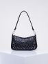 Studded Decor Baguette Bag