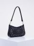 Studded Decor Baguette Bag