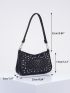 Studded Decor Baguette Bag